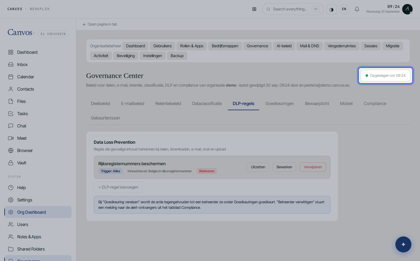 The rule in the list and the page showing saved at