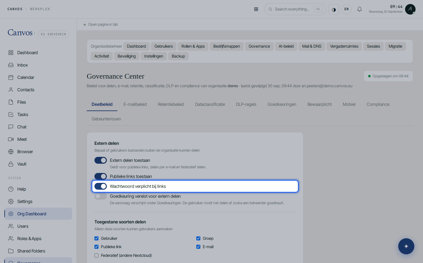 The password-required toggle switched on
