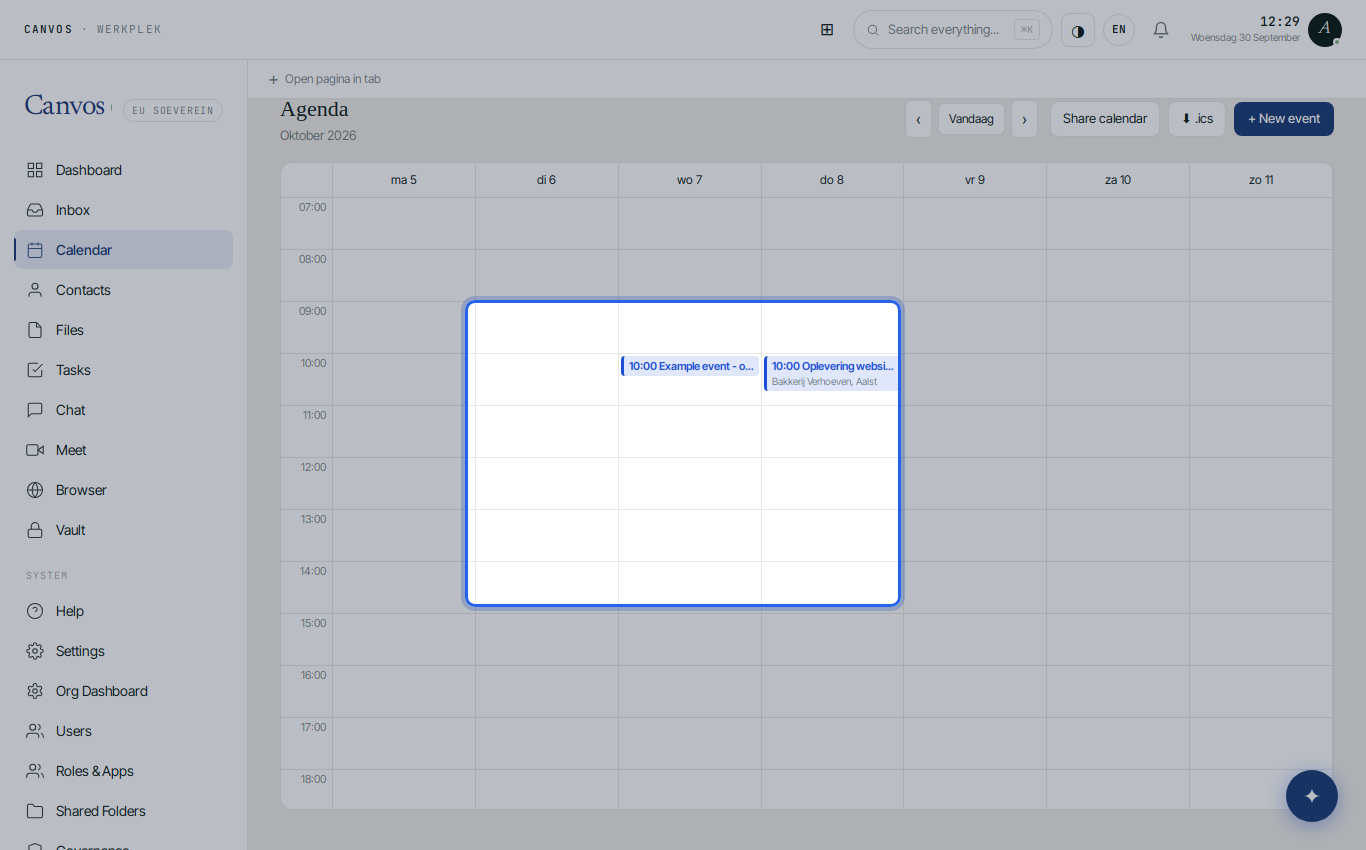 The Share calendar dialog with calendar, colleague and access level