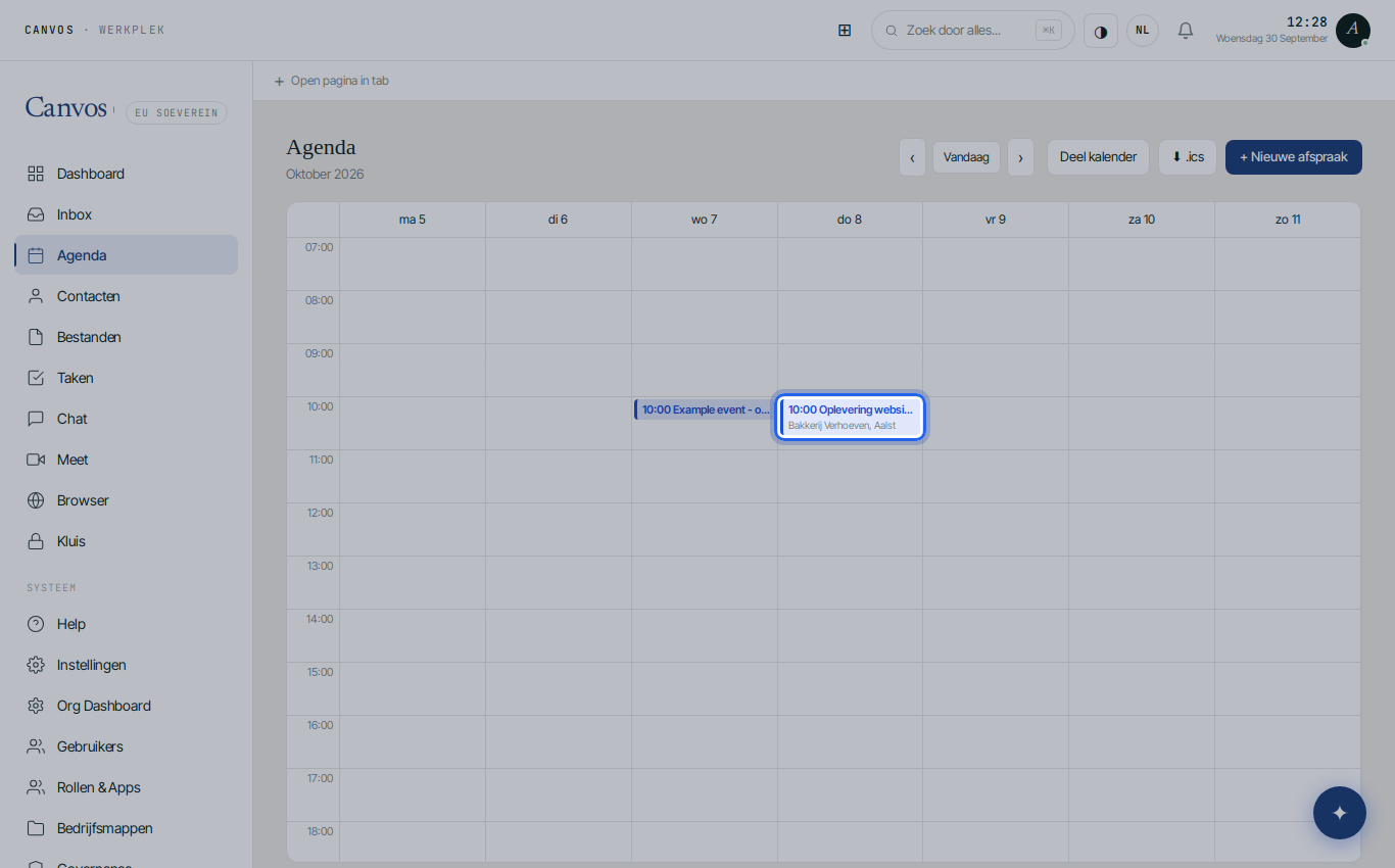De nieuwe afspraak in de weekagenda