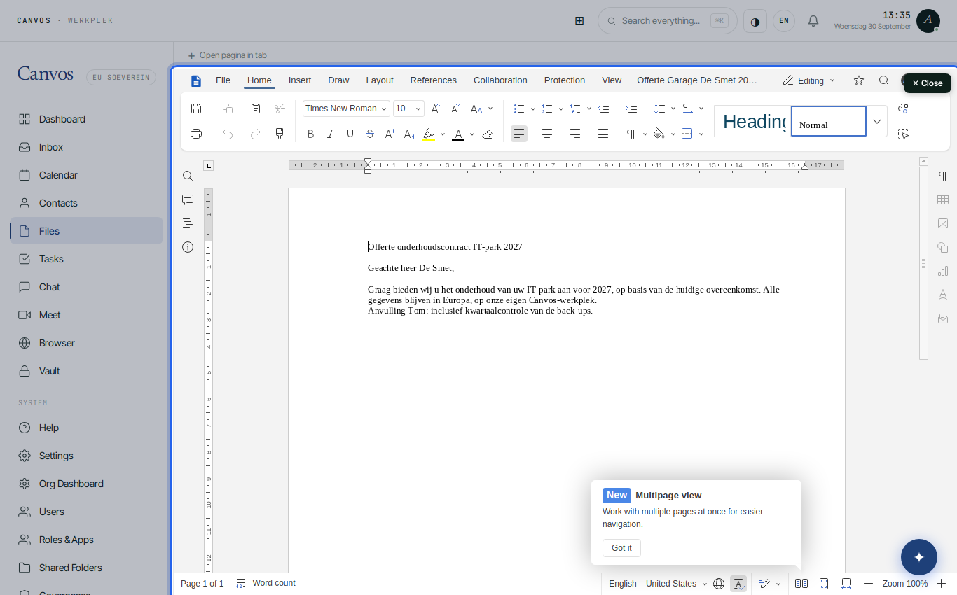 Two people in the same document in Euro-Office at the same time